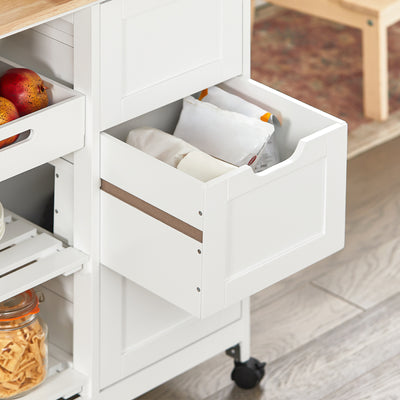 SoBuy FKW79-W, Kitchen Storage Trolley Cart Storage Trolley Serving Trolley, White