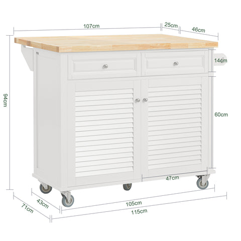 SoBuy FKW84-II-WN, Extendable Kitchen Island Storage Trolley + Free Kitchen Hanging Shelf KCR03-N