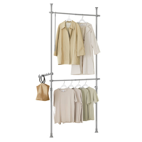 SoBuy FRG109-HG, Telescopic Wardrobe Organiser, Adjustable Storage Clothes Rack