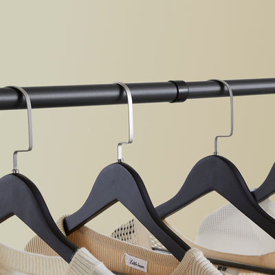 SoBuy FRG109-II-SCH, Telescopic Clothes Rail, Heavy Duty Clothes Rack, Adjustable Open Wardrobe with Hanging Rails for Bedroom, Walk-in Closet Black B(75–126) × H(200–295) cm