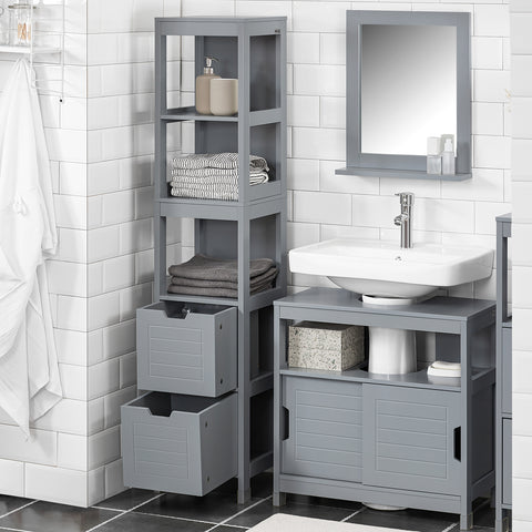 SoBuy FRG126-SG, Tall Bathroom Storage Cabinet with 3 Shelves and 2 Drawers