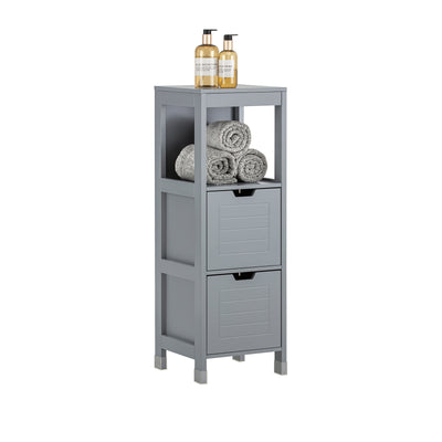 SoBuy FRG127-SG, Floor Standing Bathroom Storage Cabinet Unit with 1 Shelf and 2 Drawers, Grey
