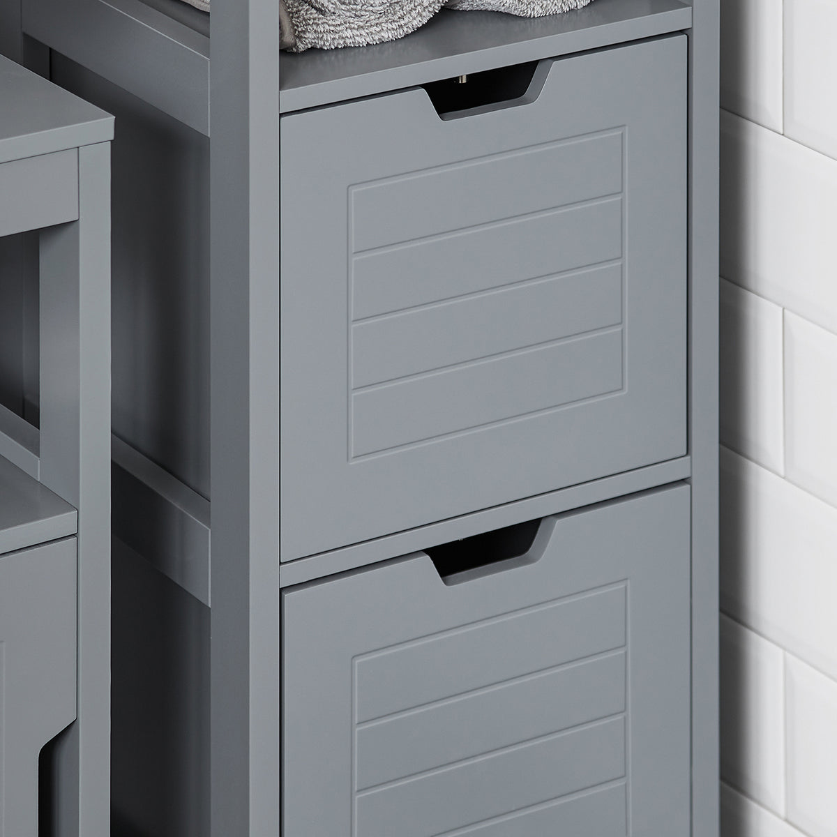 SoBuy FRG127-SG, Floor Standing Bathroom Storage Cabinet Unit with 1 Shelf and 2 Drawers, Grey