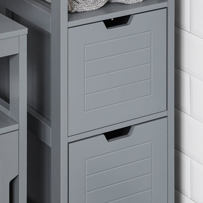 SoBuy FRG127-SG, Floor Standing Bathroom Storage Cabinet Unit with 1 Shelf and 2 Drawers, Grey