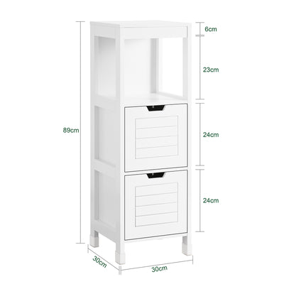 SoBuy FRG127-W, Bathroom Cabinet Storage Cabinet with 1 Shelf and 2 Drawers, White