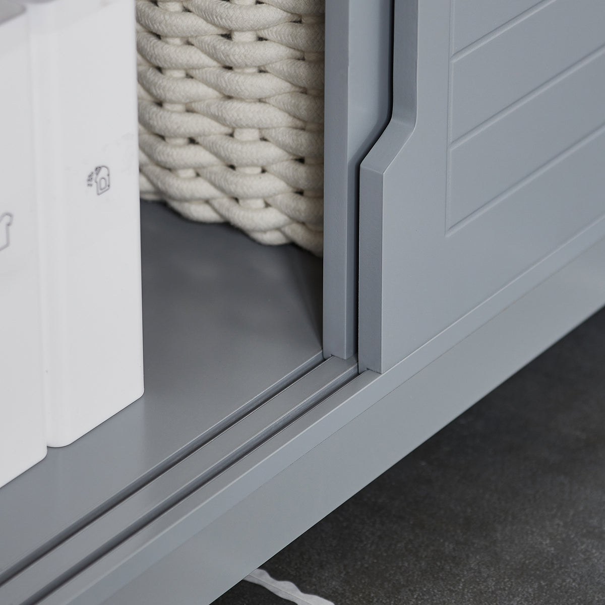 SoBuy FRG128-SG, Under Sink Bathroom Storage Cabinet with Shelf and Sliding Doors, Grey