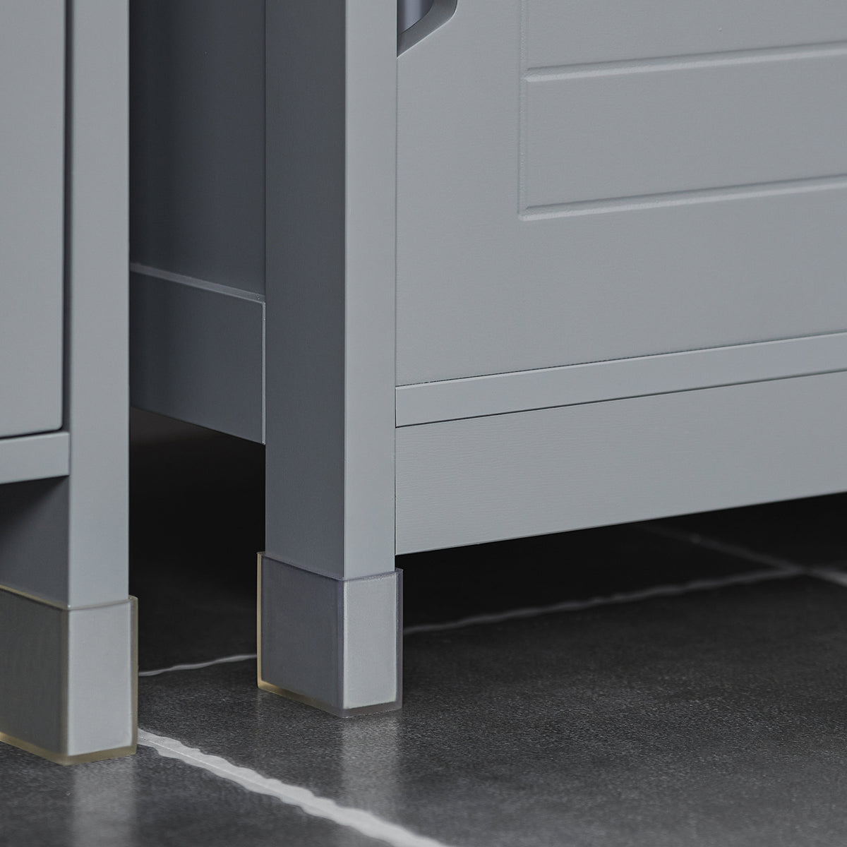 SoBuy FRG128-SG, Under Sink Bathroom Storage Cabinet with Shelf and Sliding Doors, Grey