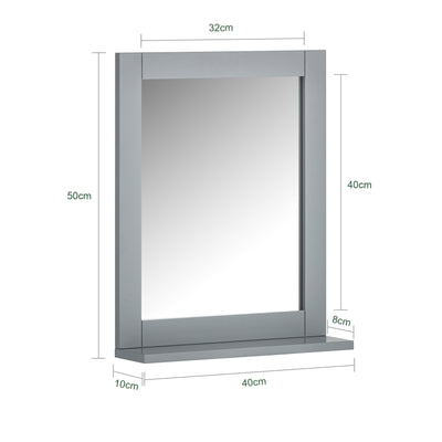 SoBuy FRG129-SG, Wall Mounted Bathroom Mirror with Storage Shelf, Grey