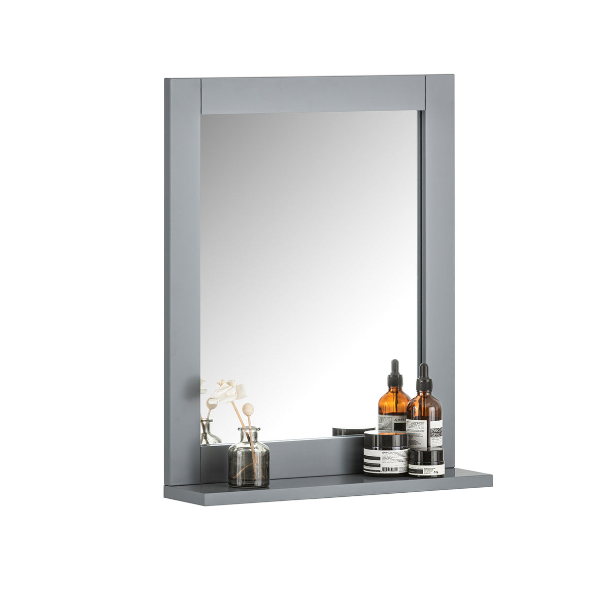 Pre-sale SoBuy FRG129-SG, Wall Mounted Bathroom Mirror with Storage Shelf, Grey