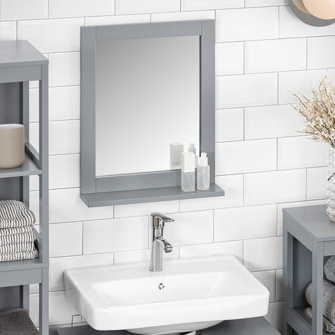 SoBuy FRG129-SG, Wall Mounted Bathroom Mirror with Storage Shelf