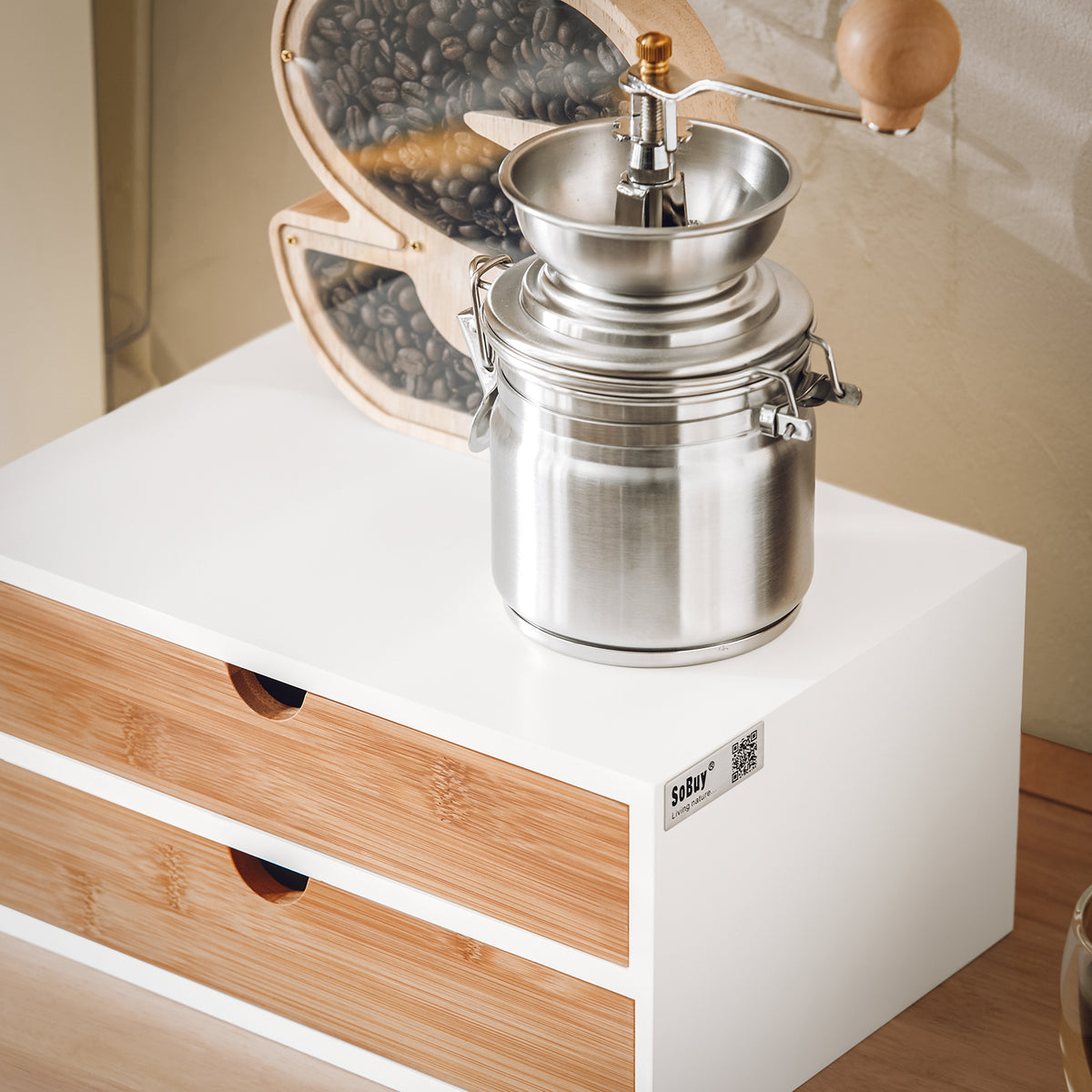 SoBuy FRG180-WN, Coffee Machine Stand & Coffee Pod Capsule Teabags Box Holder Organizer, White