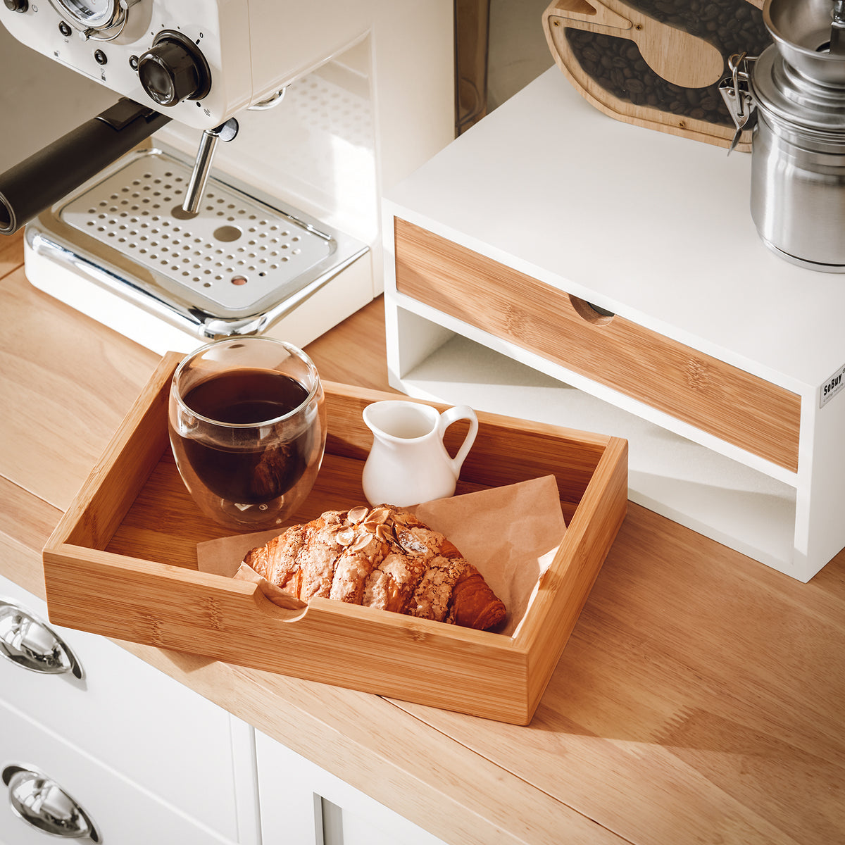 SoBuy FRG180-WN, Coffee Machine Stand & Coffee Pod Capsule Teabags Box Holder Organizer, White