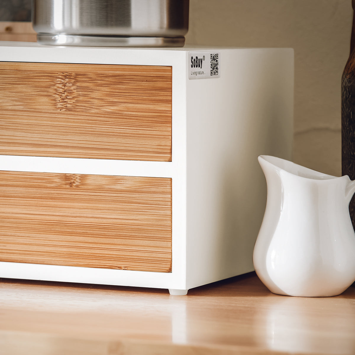 SoBuy FRG180-WN, Coffee Machine Stand & Coffee Pod Capsule Teabags Box Holder Organizer, White