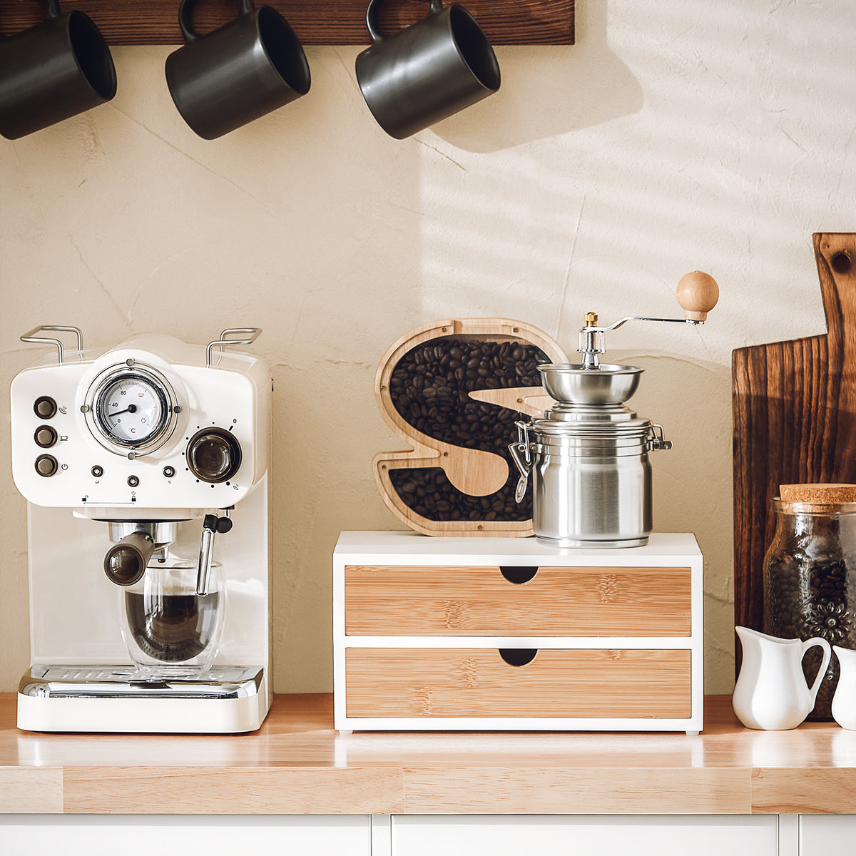 SoBuy FRG180-WN, Coffee Machine Stand & Coffee Pod Capsule Teabags Box Holder Organizer, White