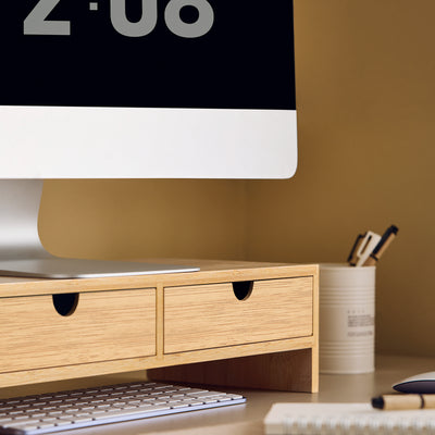 SoBuy FRG198-N, Bamboo Monitor Stand Computer Riser Desk Organizer, Wood