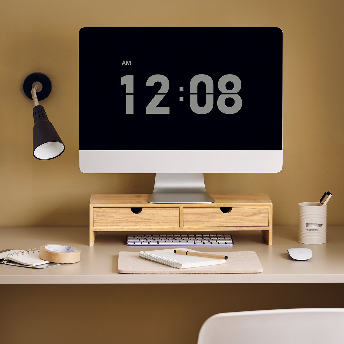 SoBuy FRG198-N, Bamboo Monitor Stand Computer Riser Desk Organizer, Wood