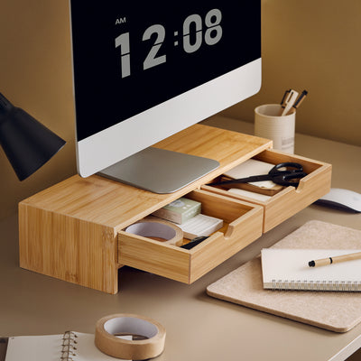 SoBuy FRG198-N, Bamboo Monitor Stand Computer Riser Desk Organizer, Wood