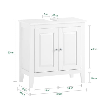 SoBuy FRG202-W, White Under Sink Bathroom Storage Cabinet with Doors, White