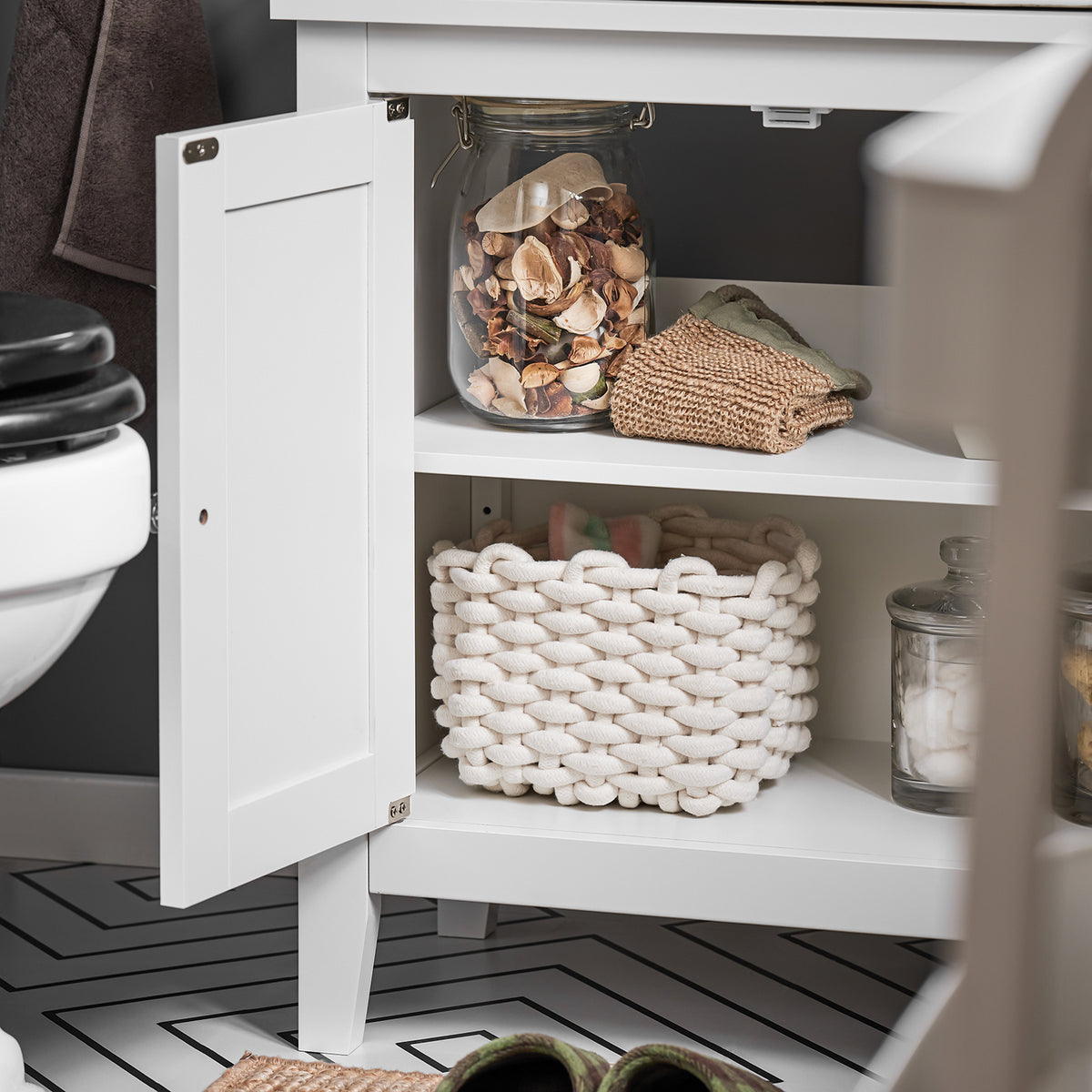 SoBuy FRG202-W, White Under Sink Bathroom Storage Cabinet with Doors, White
