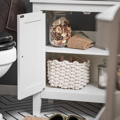 SoBuy FRG202-W, White Under Sink Bathroom Storage Cabinet with Doors, White