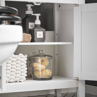 SoBuy FRG202-W, White Under Sink Bathroom Storage Cabinet with Doors, White