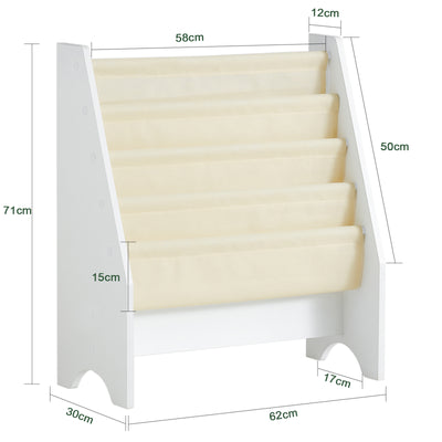 SoBuy FRG225-W, Children Kids Bookcase Sling Storage Rack Organizer Display Holder, White