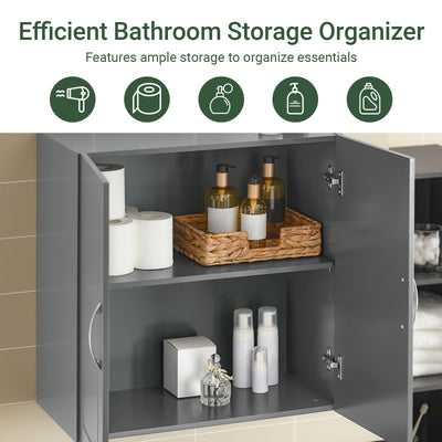 SoBuy FRG231-DG bathroom wall cabinet dark grey – lifestyle scene 1, wall mounted storage unit with doors