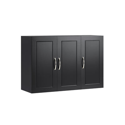 SoBuy FRG231-L-SCH, Bathroom Wall Cabinet Mounted Storage Unit with Adjustable Shelf and 3 Doors Small Slim Bathroom Cupboard for Towel & Toiletries Black W90 x D30 x H60cm