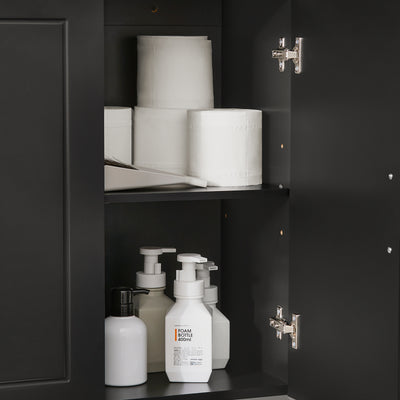 SoBuy FRG231-L-SCH, Bathroom Wall Cabinet Mounted Storage Unit with Adjustable Shelf and 3 Doors Small Slim Bathroom Cupboard for Towel & Toiletries Black W90 x D30 x H60cm