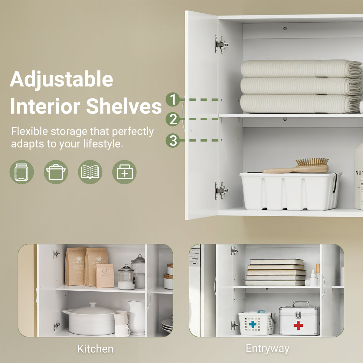 SoBuy FRG231-L-W adjustable internal shelf detail – flexible storage configuration