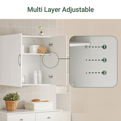 SoBuy FRG231-W, Bathroom Wall Cabinet Mounted Storage Unit with Adjustable Shelf and Door Small Slim Bathroom Cupboard for Towel & Toiletries, Ideal for Mirror Cabinet Replacement White 60x30x60 cm