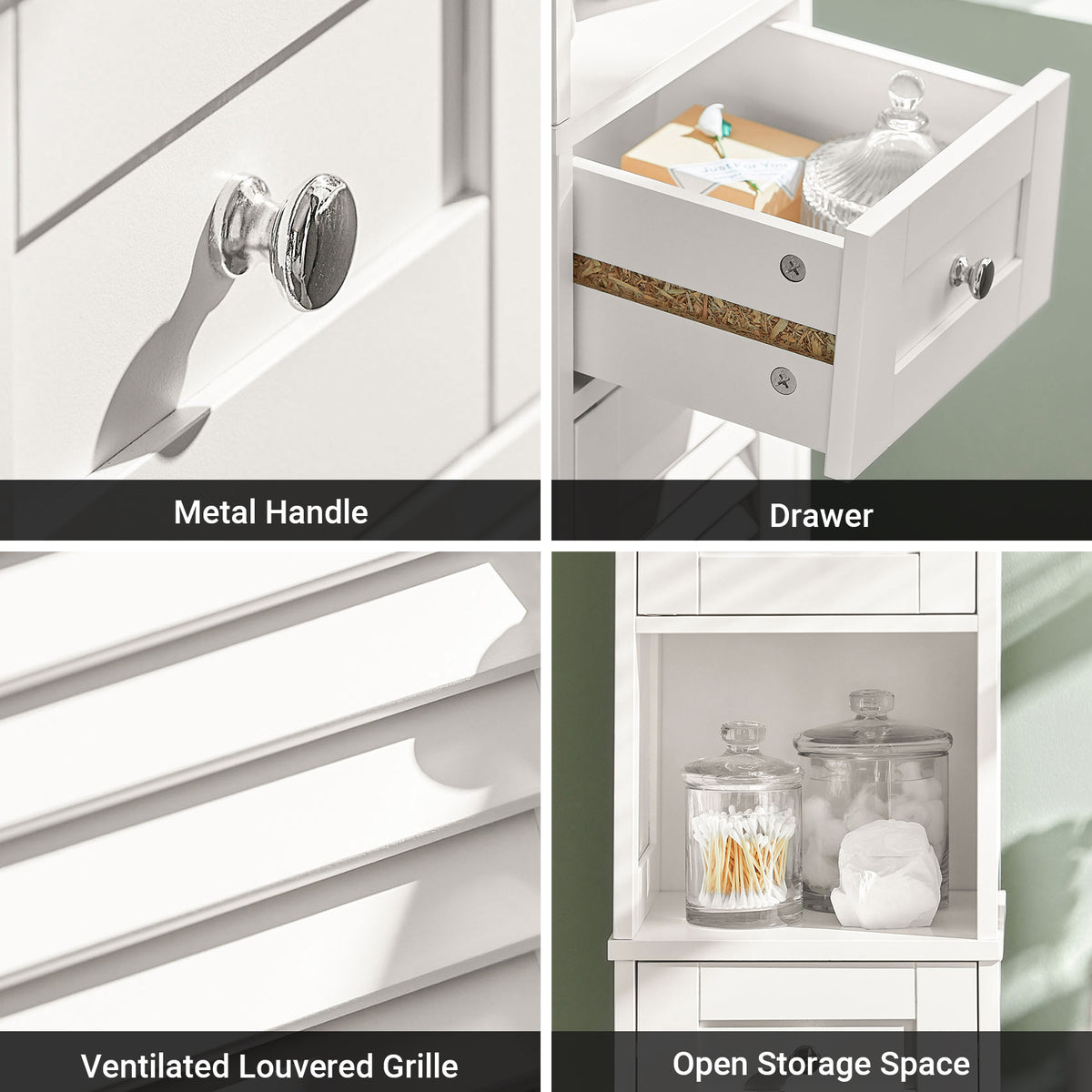 SoBuy FRG236-W, Tall Bathroom Storage Cabinet Freestanding Bathroom Unit with 2 Doors, Drawer and Open Shelf Narrow Bathroom Furniture for Toilet Laundry or Hallway White W32 x D30 x H170cm