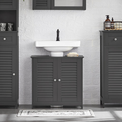 SoBuy FRG237-II-DG, Under Sink Cabinet Bathroom Vanity Unit, Suitable for Pedestal Sinks
