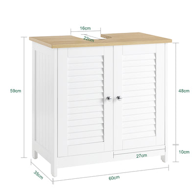 SoBuy FRG237-WN, Under Sink Cabinet Vanity Unit Bathroom Cabinet with 2 Shutter Doors, White