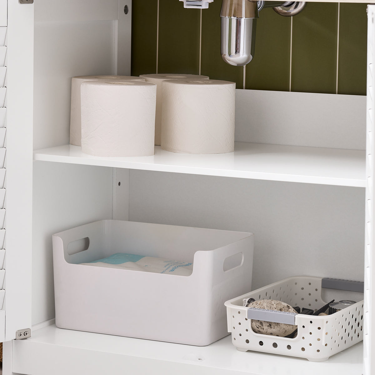 SoBuy FRG237-WN, Under Sink Cabinet Vanity Unit Bathroom Cabinet with 2 Shutter Doors, White
