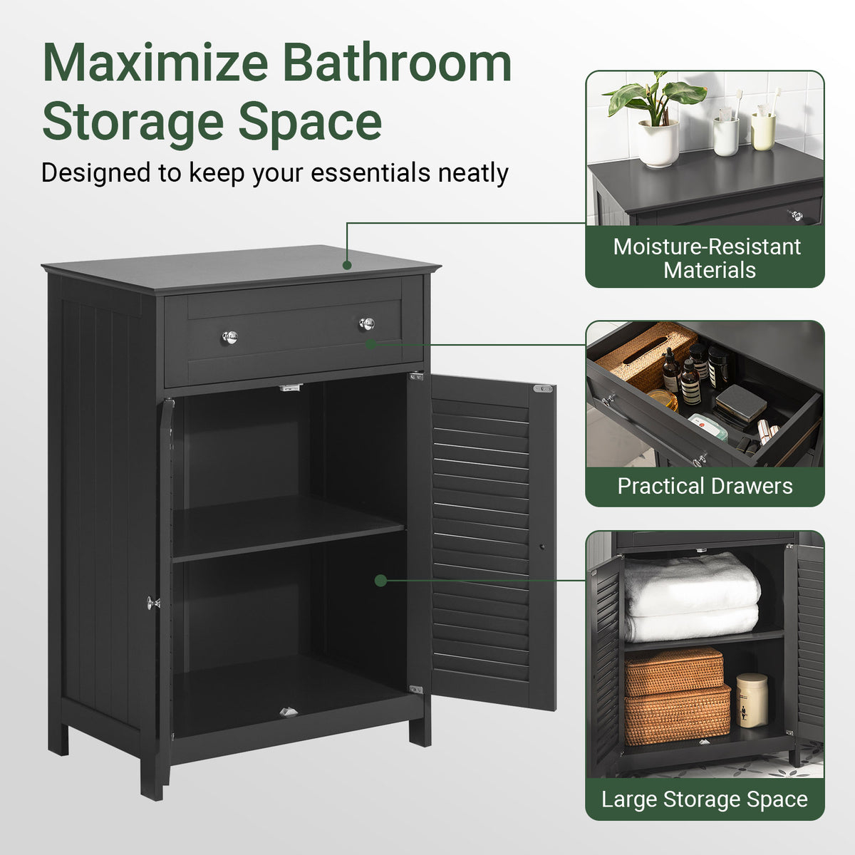 SoBuy FRG238-DG spacious drawer storage for toiletries and bathroom essentials