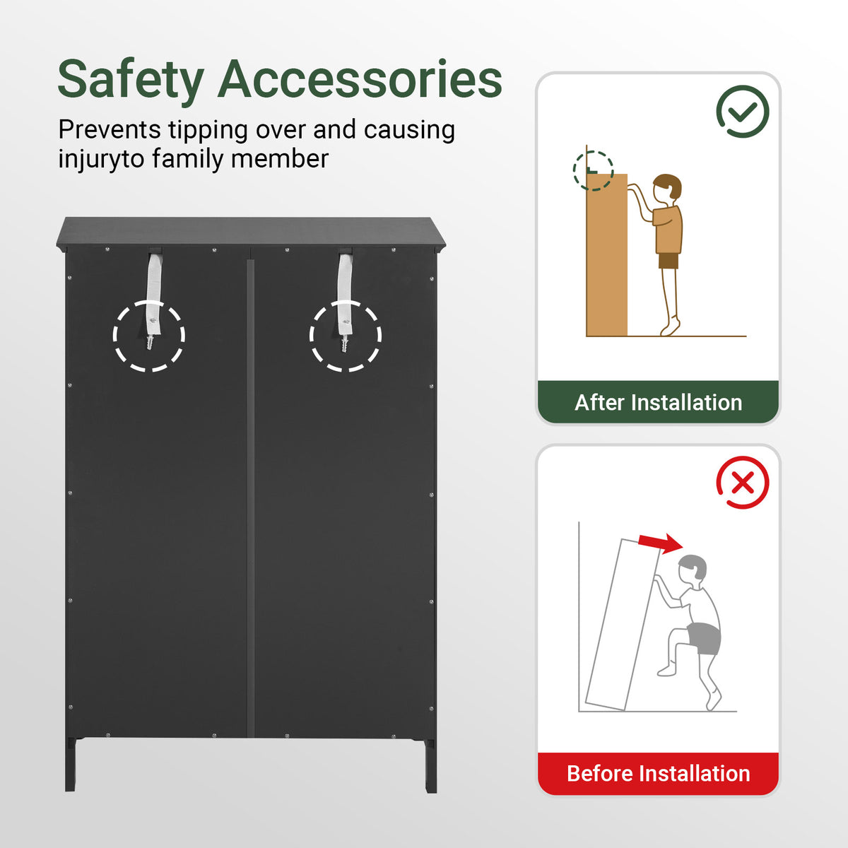SoBuy FRG238-DG anti-tip wall-mountable safety feature detail