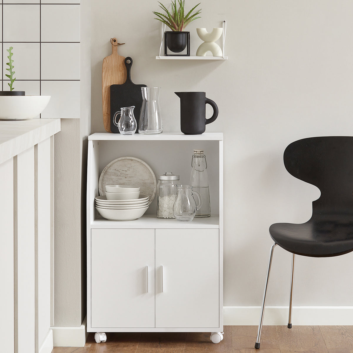 SoBuy FRG241-W, Kitchen Wheeled Storage Trolley, Kitchen Storage Cabinet Cupboard Unit, White
