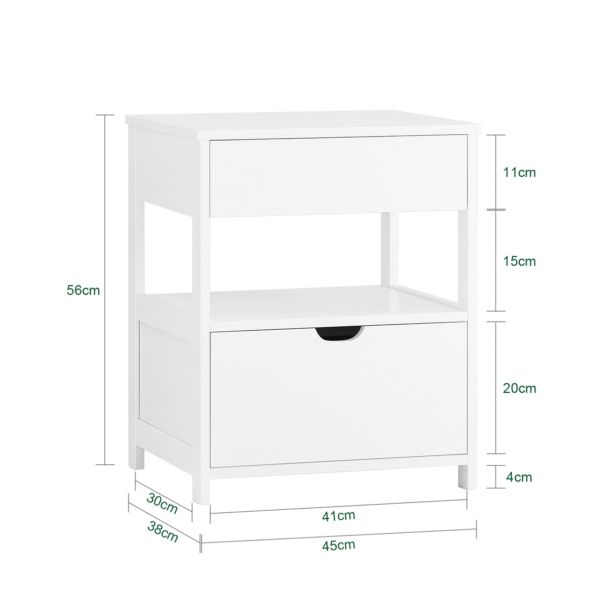 SoBuy FRG258-II-W, Bedside Table Nightstand Side Table End Table Lamp Table with 2 Drawers, White