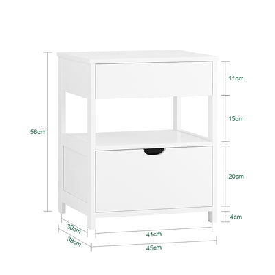 SoBuy FRG258-II-W, Bedside Table Nightstand Side Table End Table Lamp Table with 2 Drawers, White
