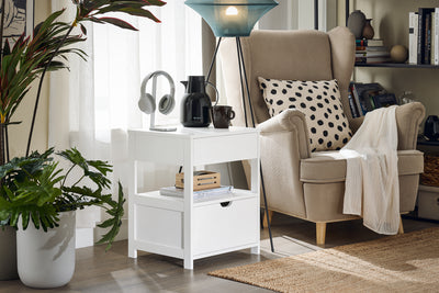 SoBuy FRG258-II-W, Bedside Table Nightstand Side Table End Table Lamp Table with 2 Drawers, White