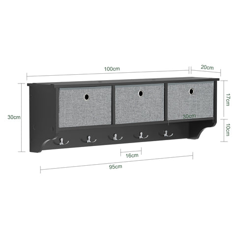 SoBuy FRG282-SCH, Wall Coat Rack Wall Shelf Wall Storage Cabinet Unit