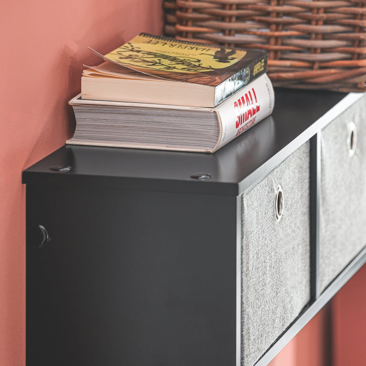 SoBuy FRG282-SCH, Wall Coat Rack Wall Shelf Wall Storage Cabinet Unit, Black