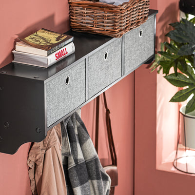 SoBuy FRG282-SCH, Wall Coat Rack Wall Shelf Wall Storage Cabinet Unit, Black
