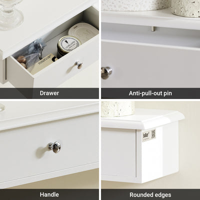 SoBuy FRG43-L-W, Floating Shelf Wall Drawers, Wall Storage Display Unit with 3 Drawers, White