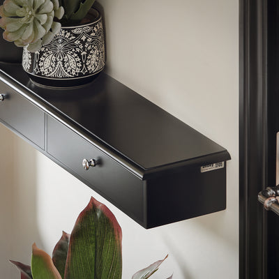 SoBuy FRG43-SCH handle detail – exquisite metal handle floating shelf black MDF
