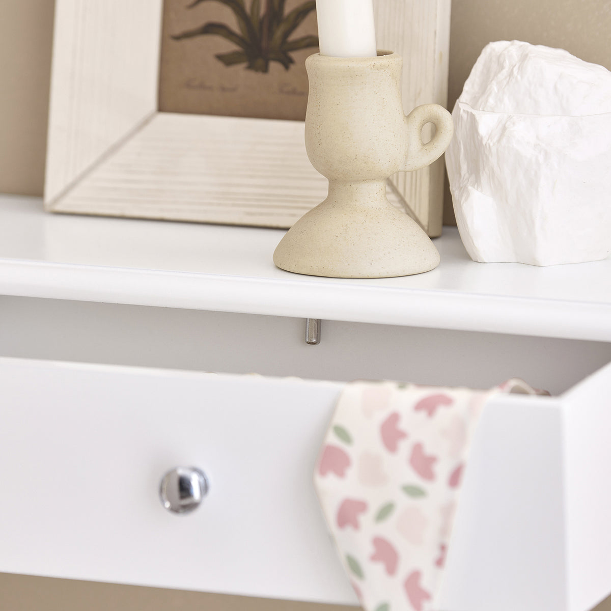 SoBuy FRG43-W, Floating Shelf with 2 Drawers - Modern Wall Mounted Shelf for Bedroom, Hallway & Living Room, White W64 x D15 x H10cm