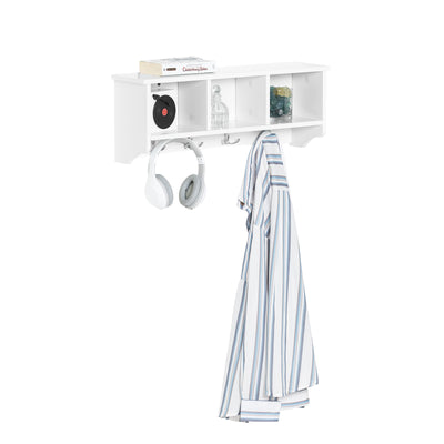 SoBuy FRG48-W, Wall Coat Rack Wall Display Storage Unit with 3 Components 4 Hooks, White