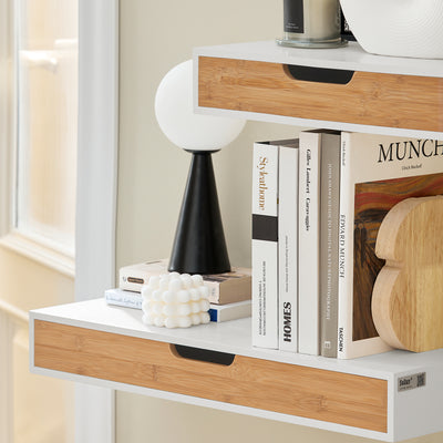 SoBuy FRG92-WNX2, Set 2 of Floating Shelf Storage Display, Wall Mounted Drawer, White