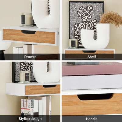 SoBuy FRG92-WNX2, Set 2 of Floating Shelf Storage Display, Wall Mounted Drawer, White